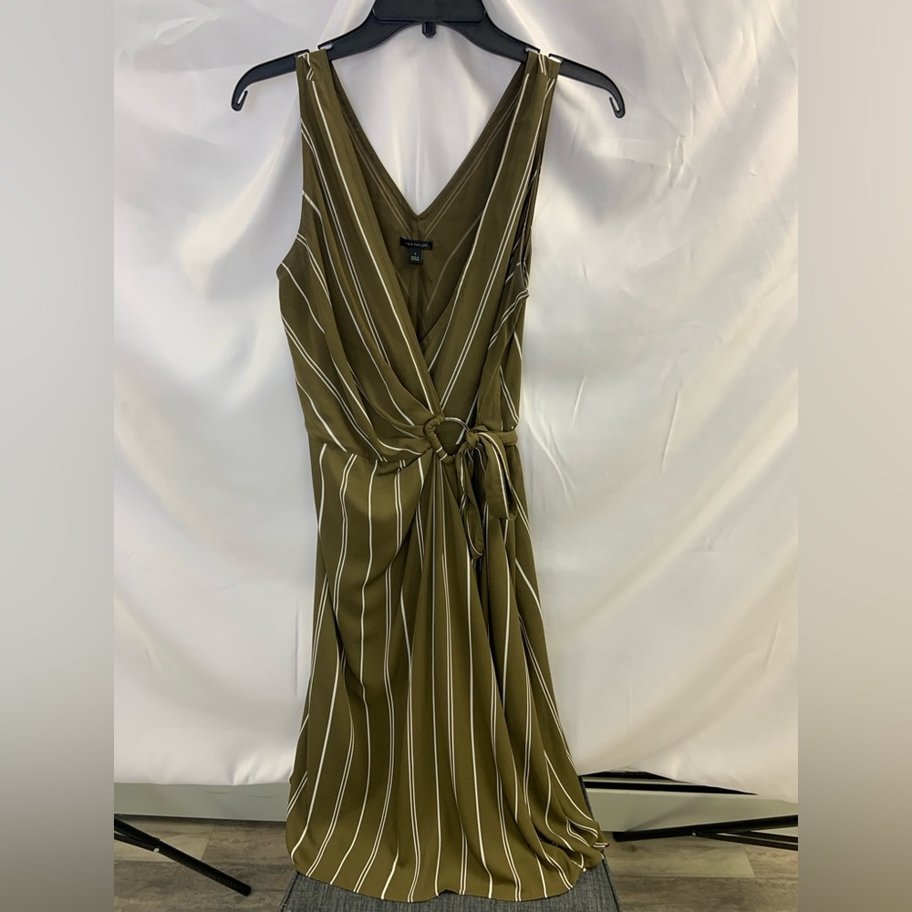 Ann Taylor Olive Green Smocked Wrap Sundress